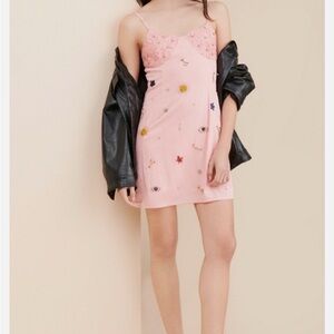Anthropologie pink mini dress